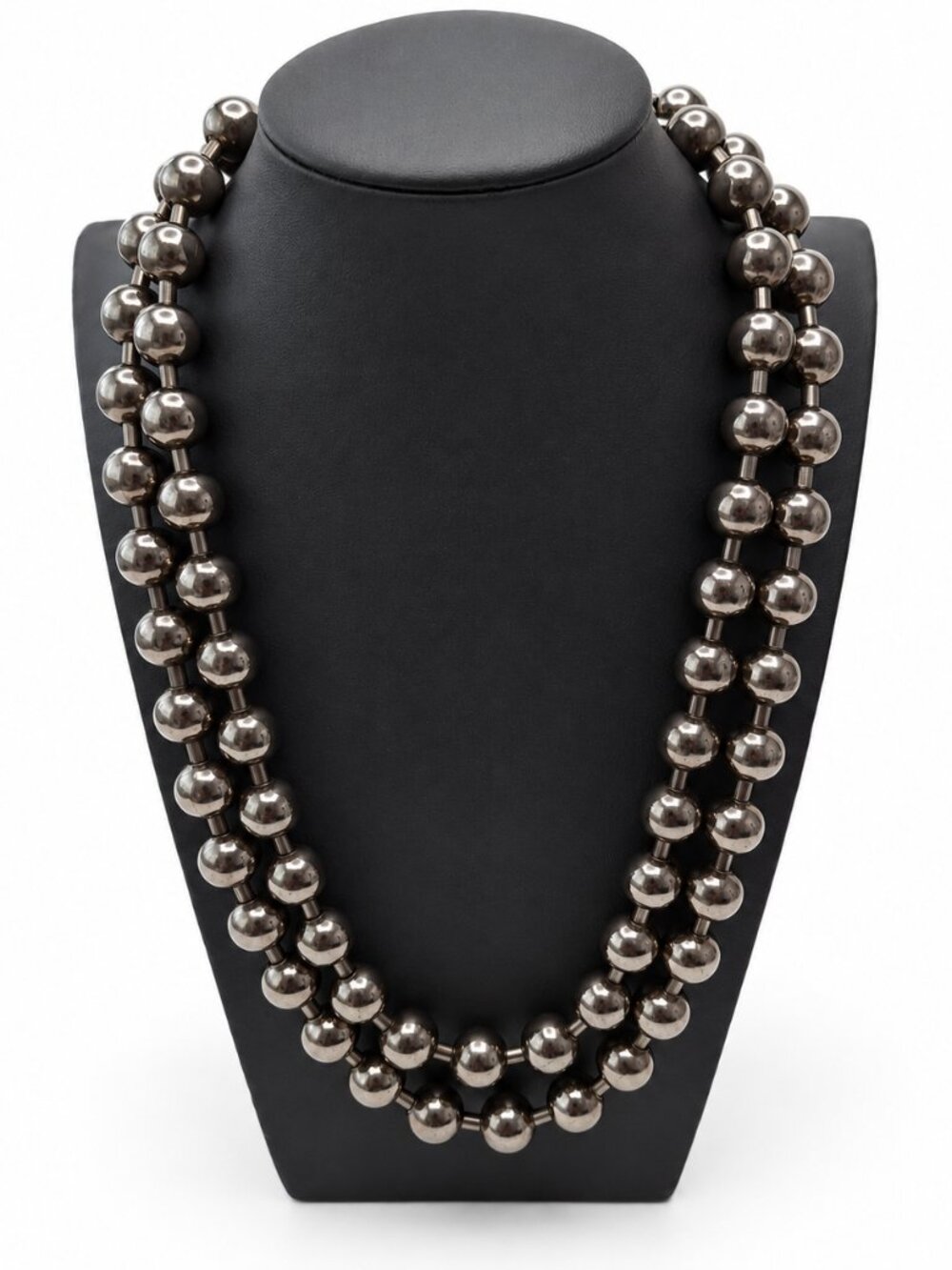 DOM Gunmetal Hematite Oversized Ball Chain Statement Necklace Long 32"